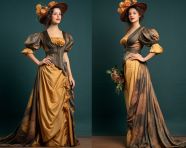 Beautiful 1910s fashion model in full body pose